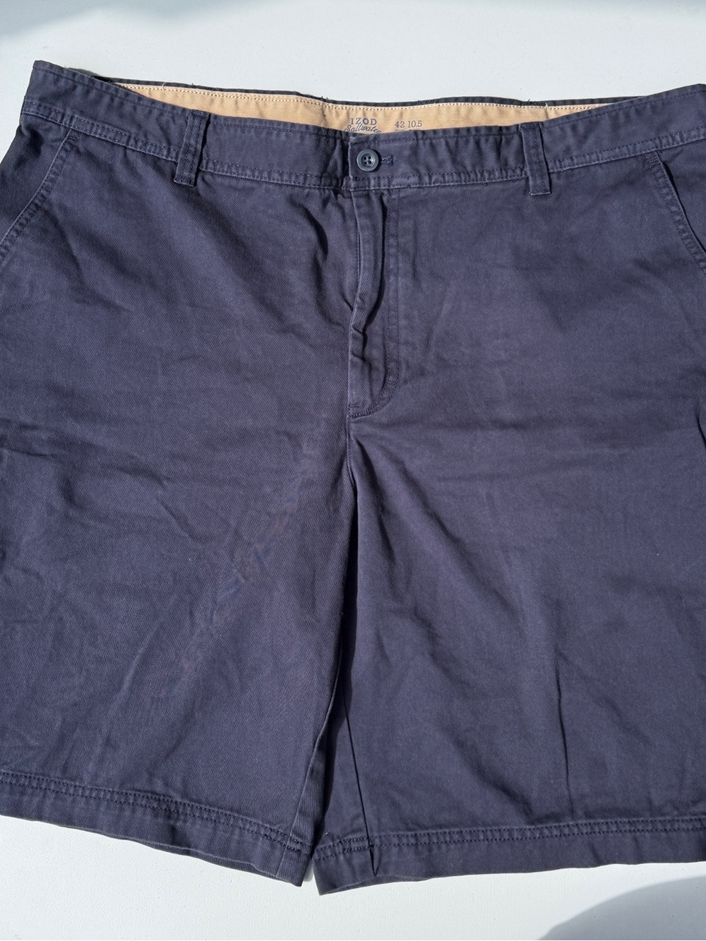Izod Men's Navy Flat-Front Cotton Shorts